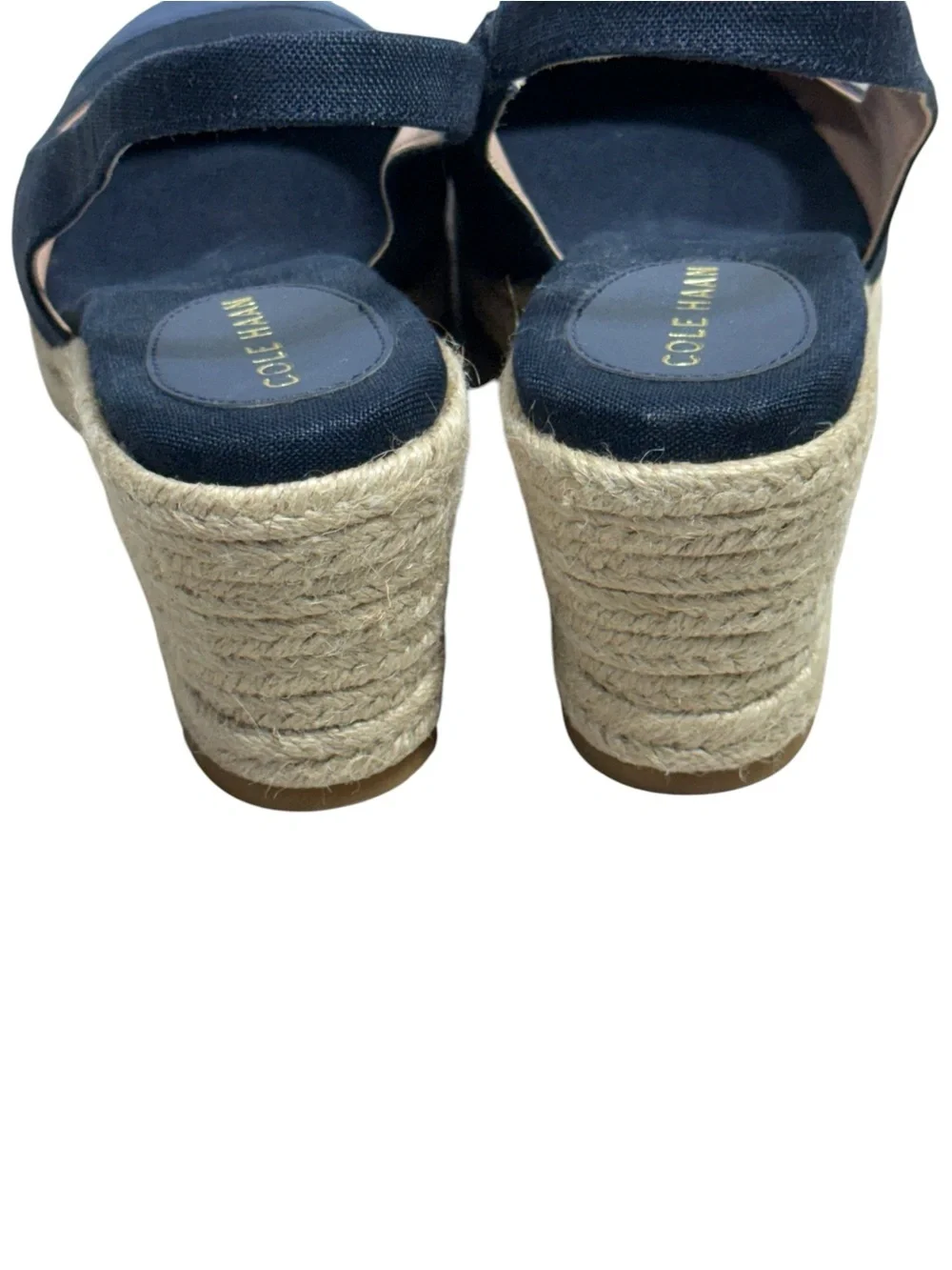Cole Haan Cloudfeel Navy Espadrille Wedge Slingback Pumps Shoes Size 10.5